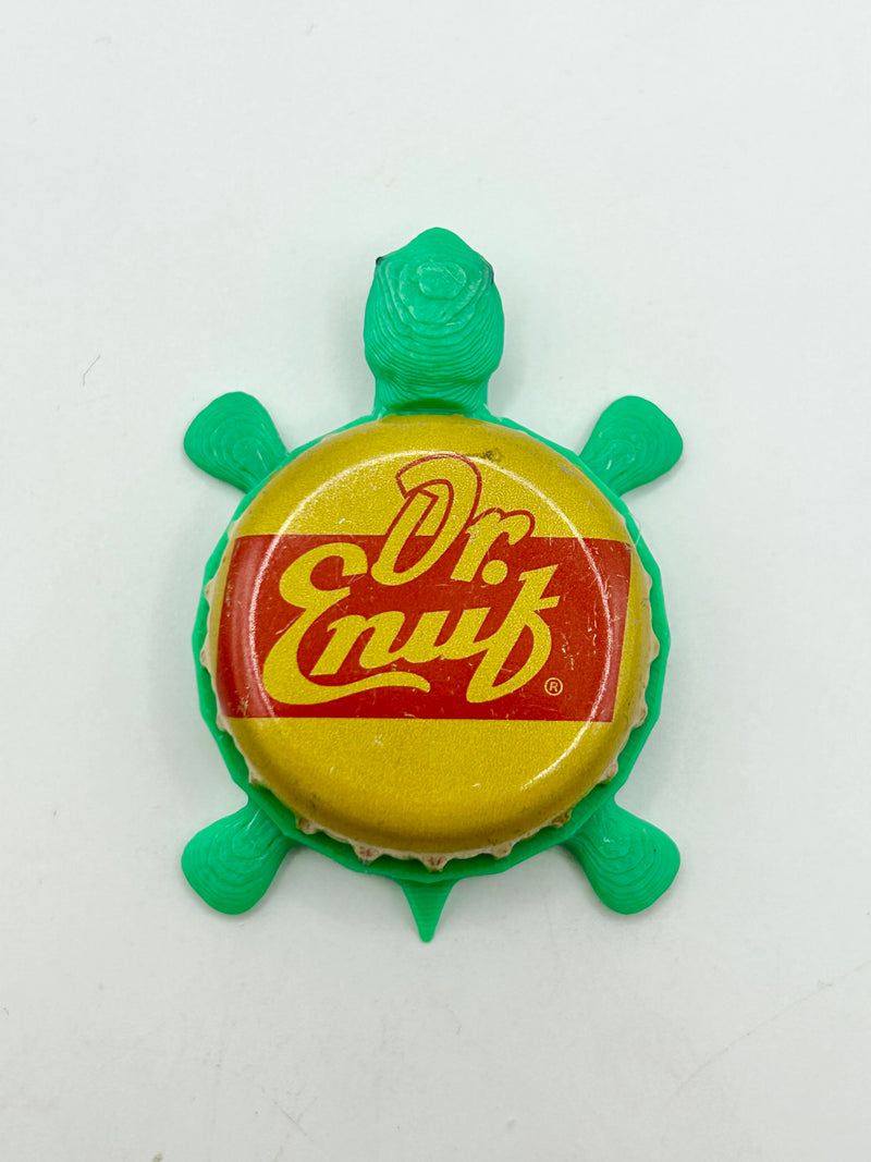 Dr Enuf Soda - Bottle Cap Magnet Turtle Shell Shocked Art