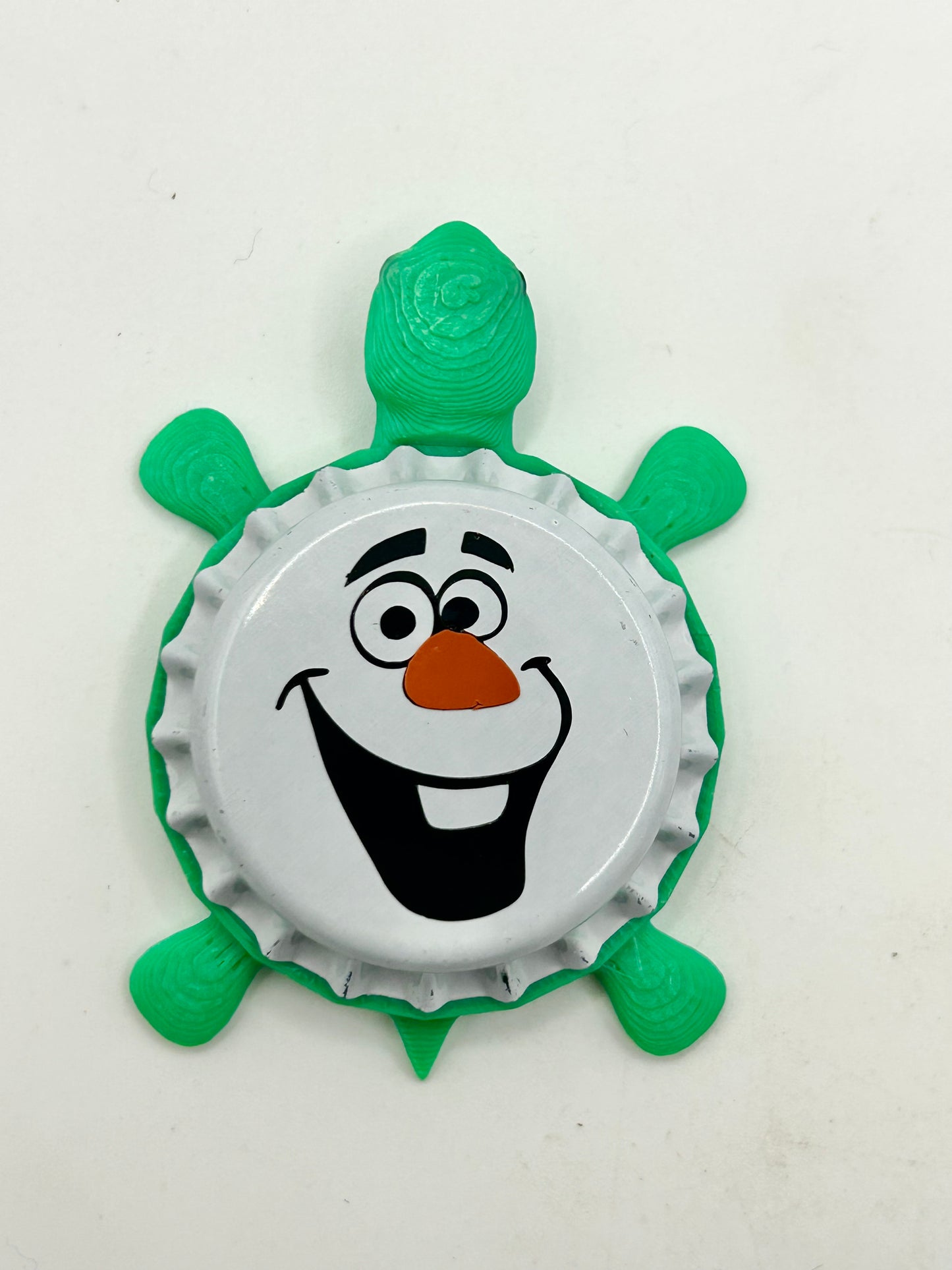 Olaf - Bottle Cap Magnet Turtle Shell Shocked Art