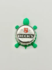 Beck’s Beer (Silver) - Bottle Cap Magnet Turtle Shell Shocked Art