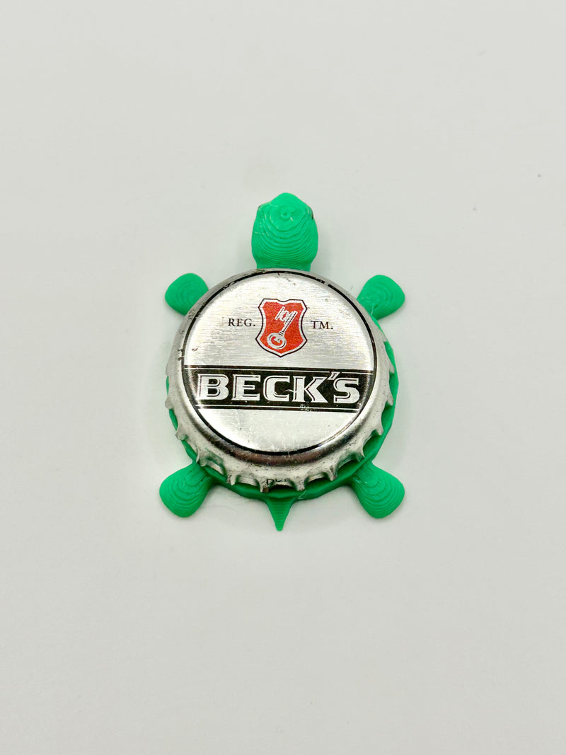 Beck’s Beer (Silver) - Bottle Cap Magnet Turtle Shell Shocked Art