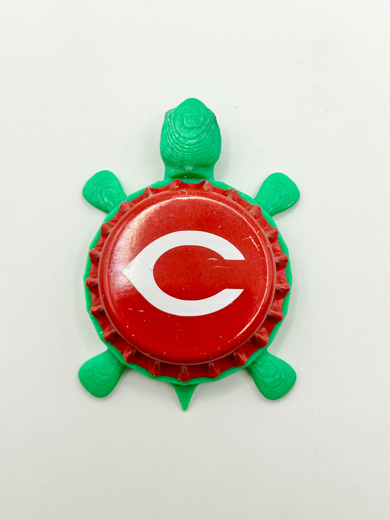 Cincinnati Reds - Bottle Cap Magnet Turtle Shell Shocked Art