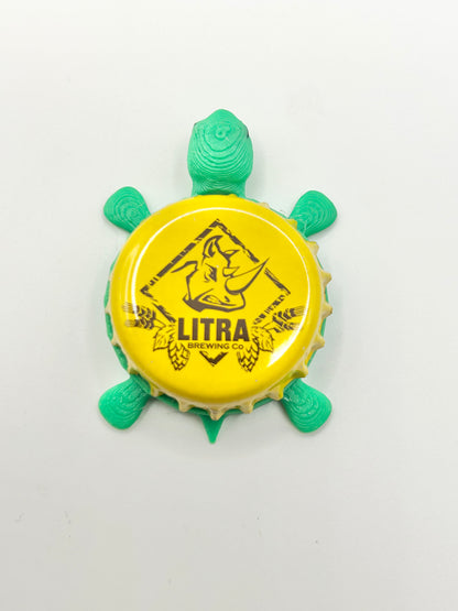 Litra Brewing - Bottle Cap Magnet Turtle Shell Shocked Art