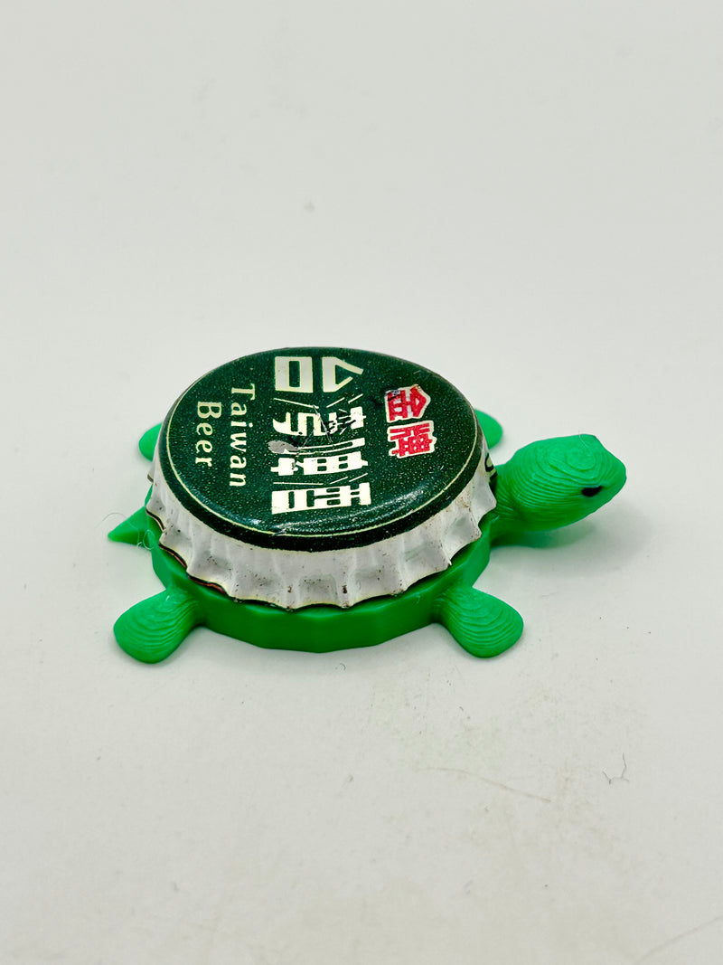 Taiwan Beer - Bottle Cap Magnet Turtle Shell Shocked Art