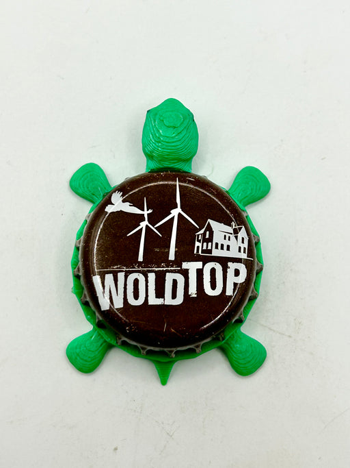 Wold Top Brewing - Bottle Cap Magnet Turtle Shell Shocked Art