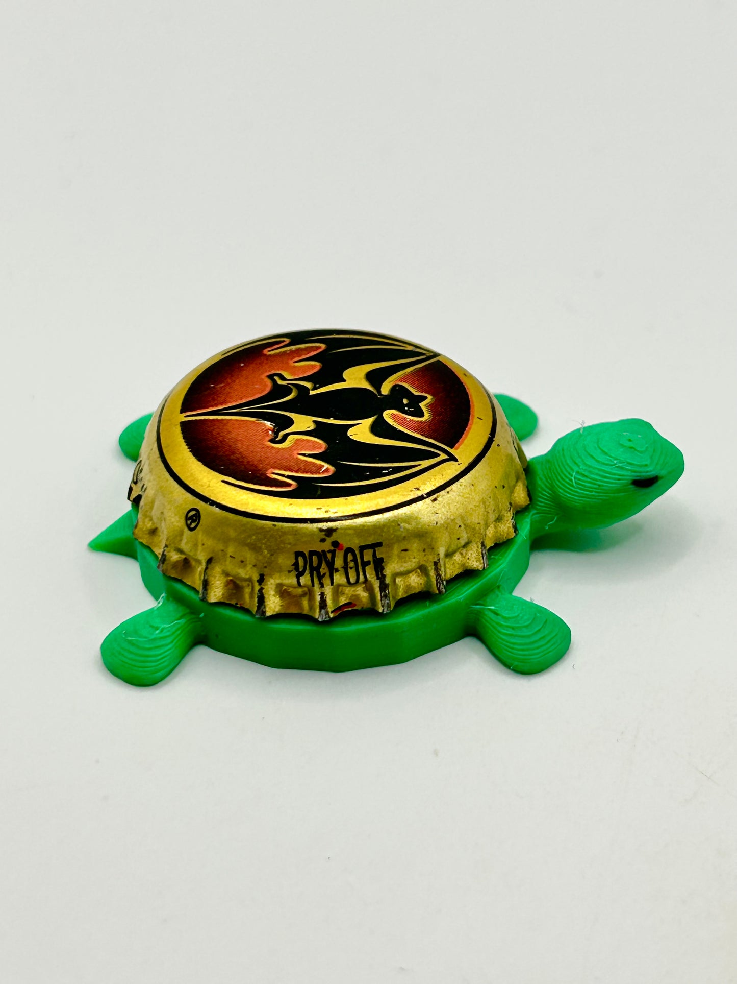 Bacardi (Bat, Black) - Bottle Cap Magnet Turtle Shell Shocked Art
