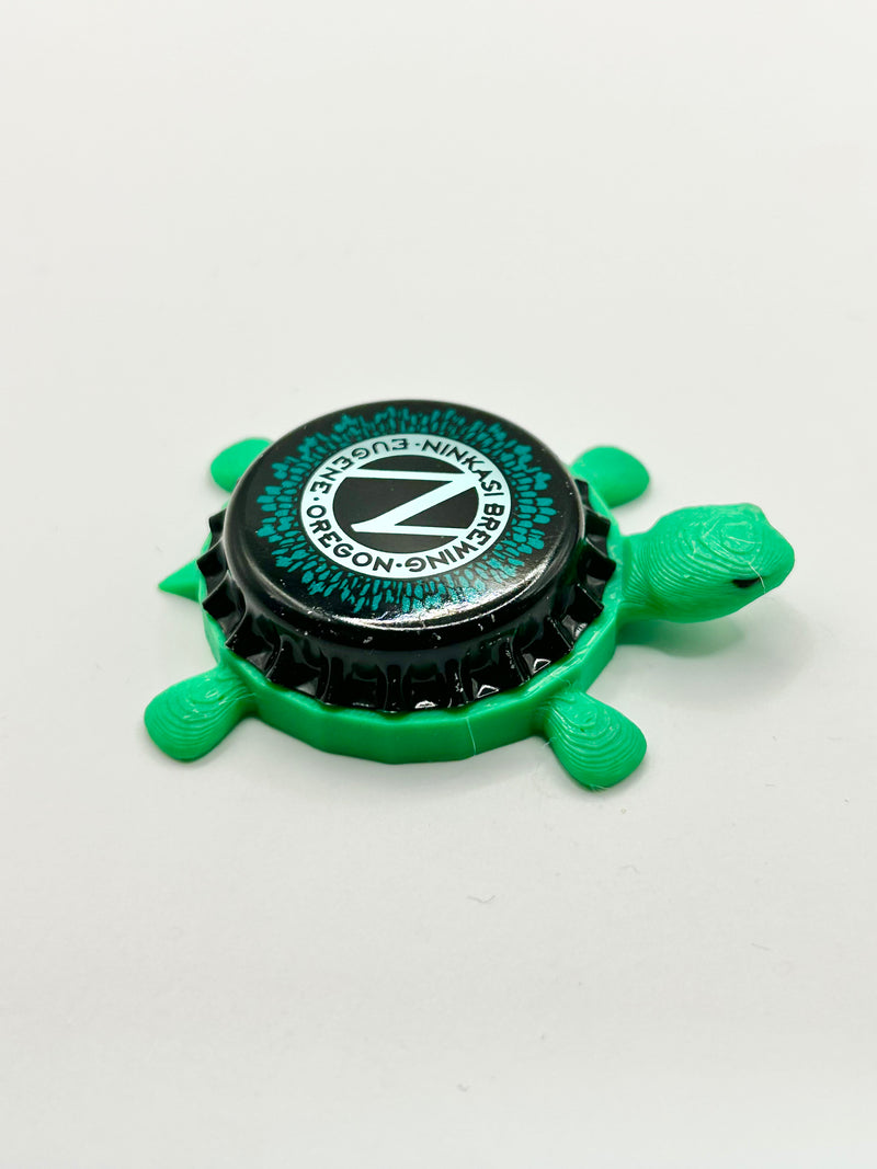 Ninkasi Brewing (Green Border) - Bottle Cap Magnet Turtle Shell Shocked Art
