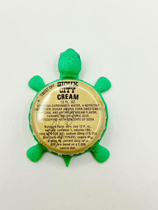 Sioux City Cream (Text) - Bottle Cap Magnet Turtle