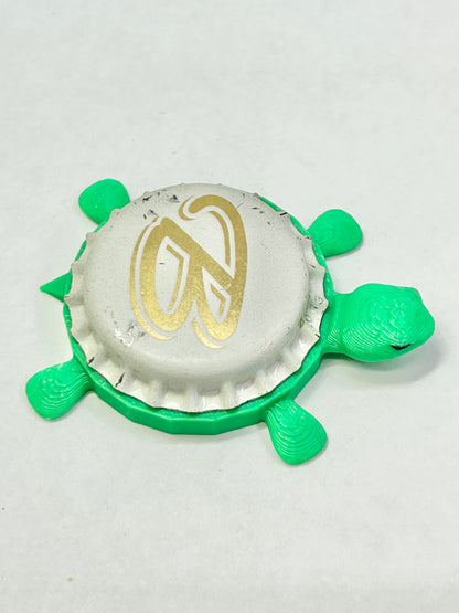 Scripted B - Bottle Cap Magnet Turtle Shell Shocked Art