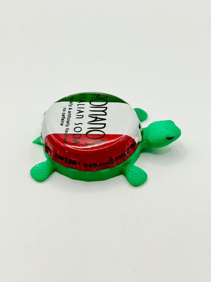 Romano’s Italian Soda - Bottle Cap Magnet Turtle Shell Shocked Art
