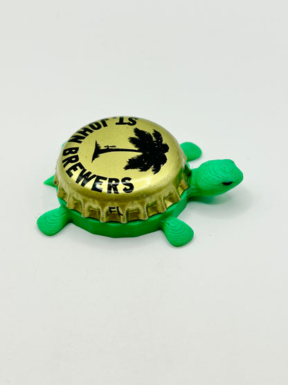 St John Brewers - Bottle Cap Magnet Turtle Shell Shocked Art