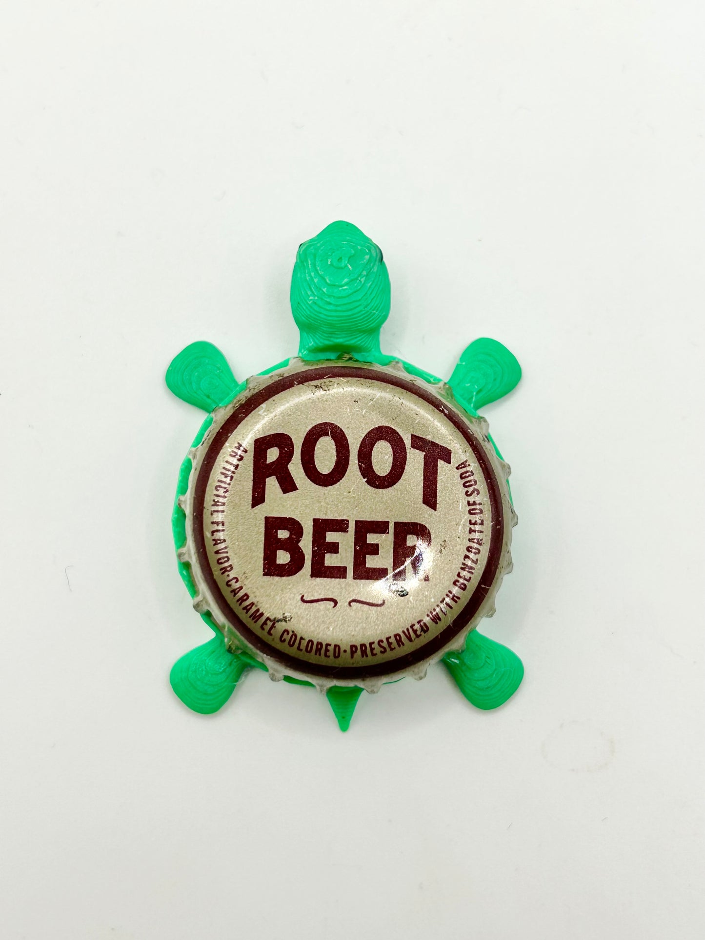 Root Beer (Brown Text) - Bottle Cap Magnet Turtle