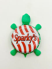 Sparky’s Root Beer - Bottle Cap Magnet Turtle Shell Shocked Art