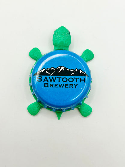 Sawtooth Brewery - Bottle Cap Magnet Turtle Shell Shocked Art
