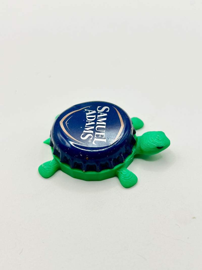 Sam Adams (Navy Blue with Beige) - Bottle Cap Magnet Turtle Shell Shocked Art