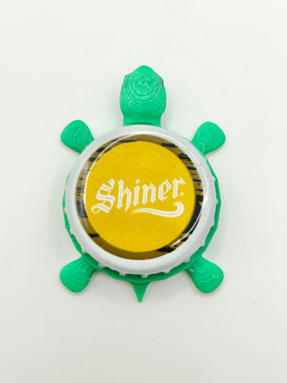 Shiner Beer - Bottle Cap Magnet Turtle Shell Shocked Art