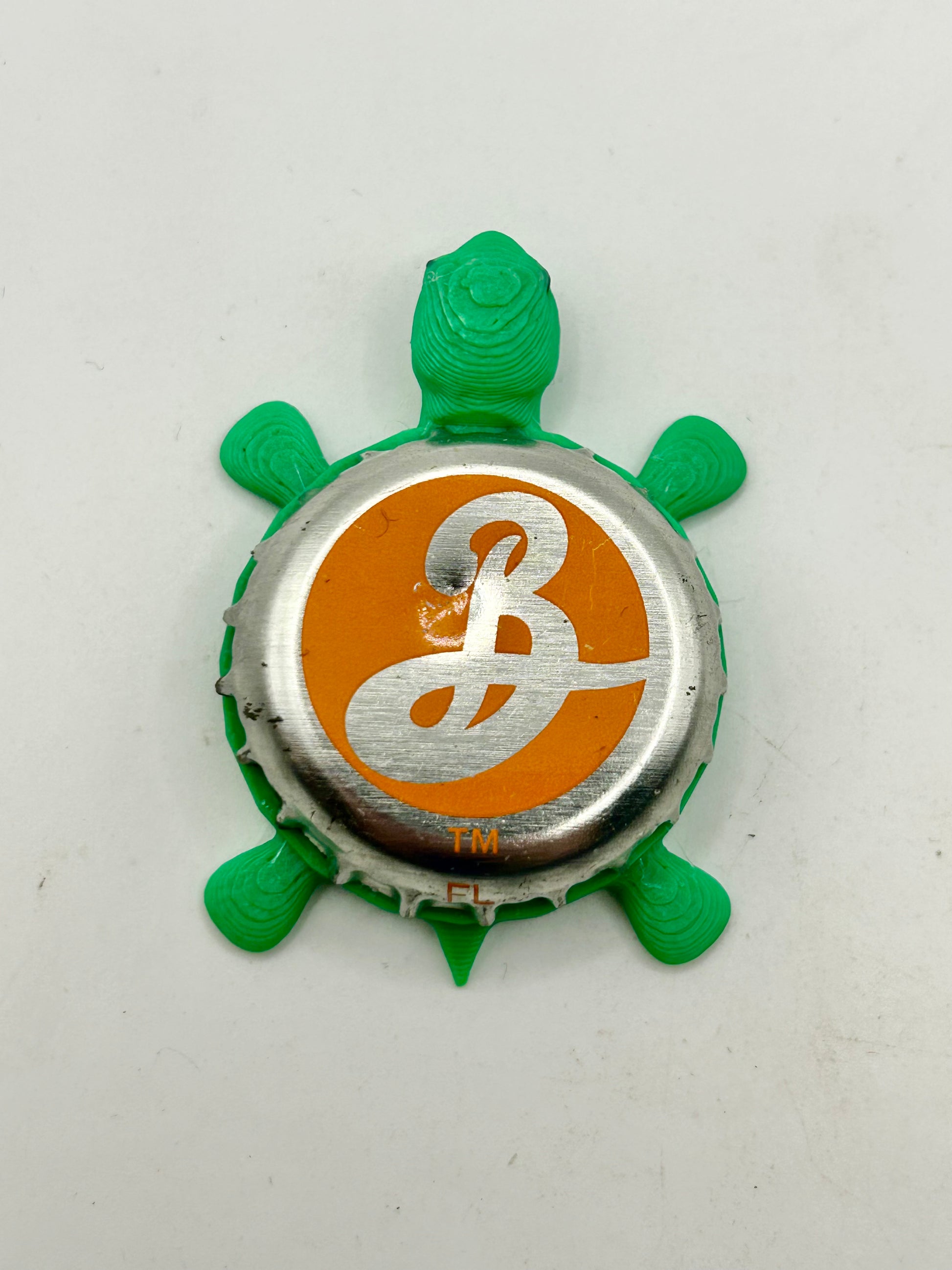 Brooklyn Beer (Orange Background) - Bottle Cap Magnet Turtle Shell Shocked Art