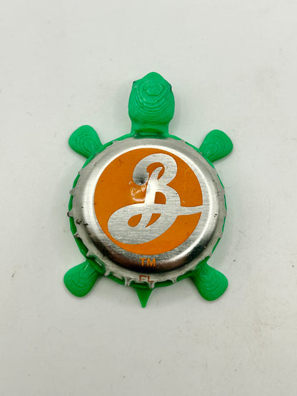 Brooklyn Beer (Orange Background) - Bottle Cap Magnet Turtle Shell Shocked Art