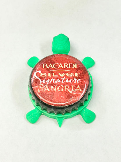 Bacardi Silver Signature Sangria - Bottle Cap Magnet Turtle Shell Shocked Art