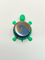 Beach Haus (Blue & Brown) - Bottle Cap Magnet Turtle Shell Shocked Art