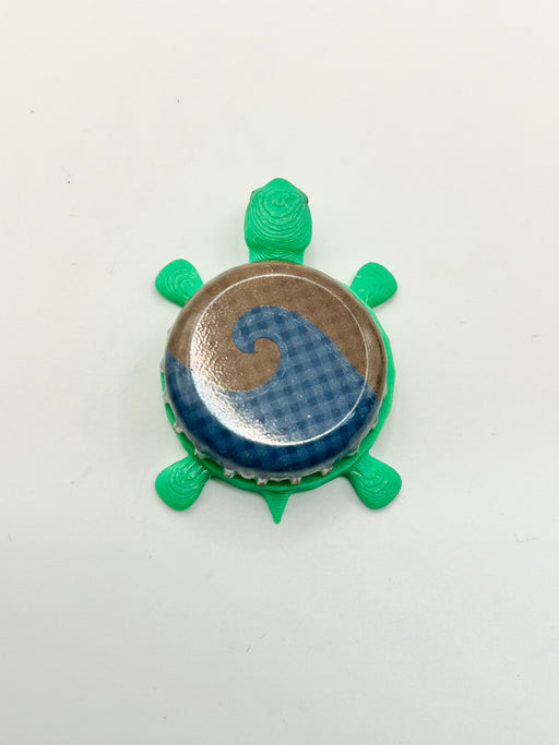 Beach Haus (Blue & Brown) - Bottle Cap Magnet Turtle Shell Shocked Art