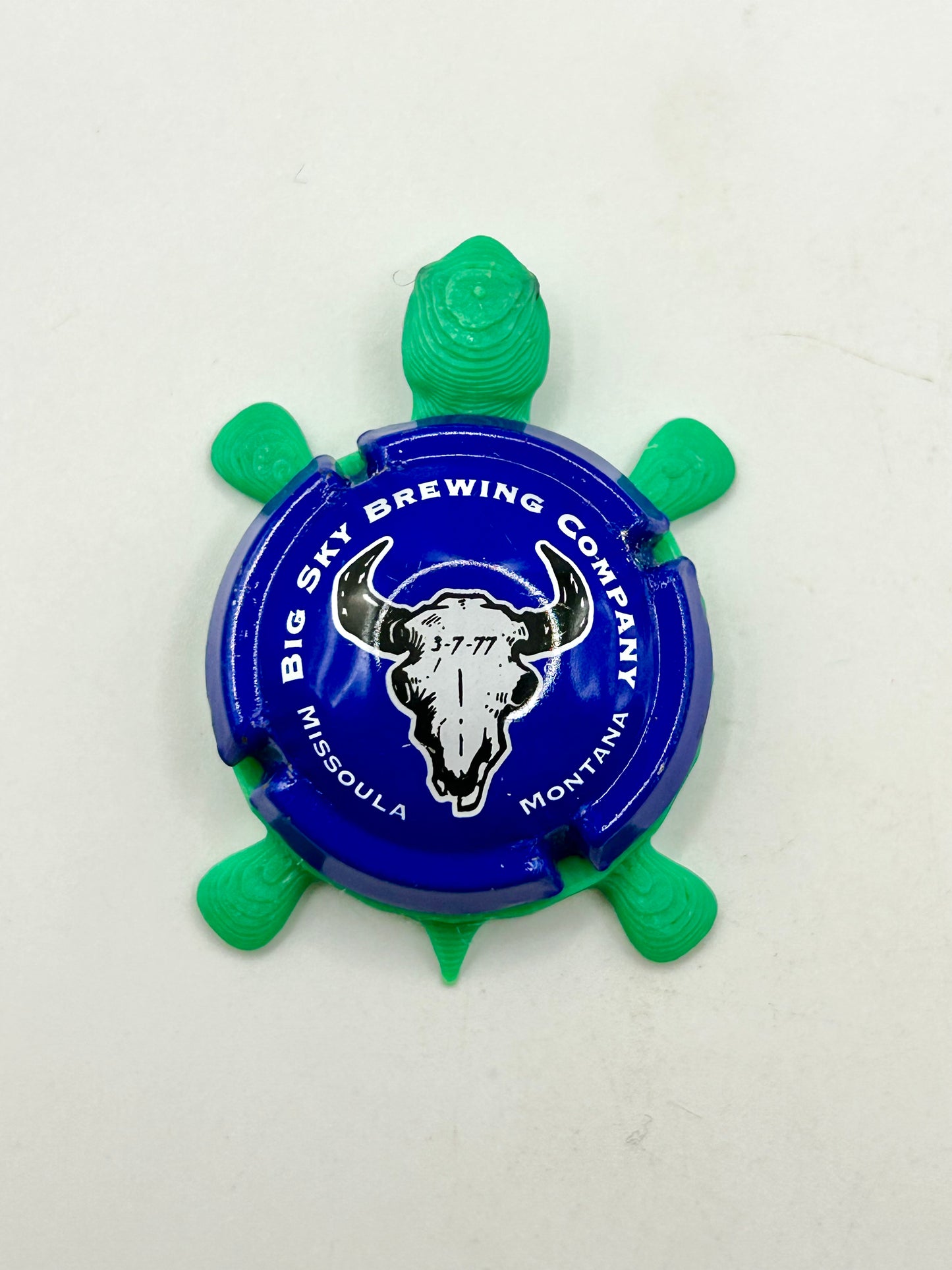 Big Sky Brewing (Cork Cage Cap) - Bottle Cap Magnet Turtle Shell Shocked Art