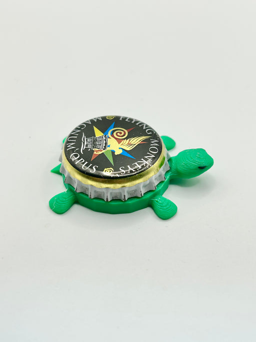 Flying Monkeys Magnum Opus - Bottle Cap Magnet Turtle Shell Shocked Art