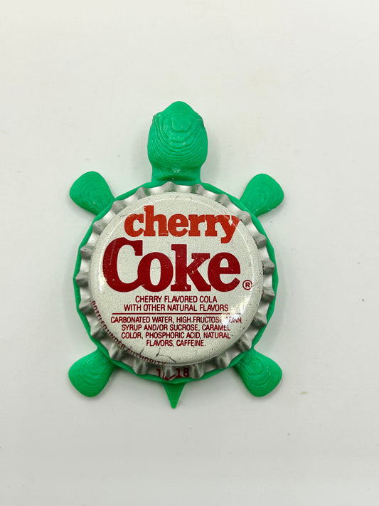 Cherry Coke (Vintage) - Bottle Cap Magnet Turtle