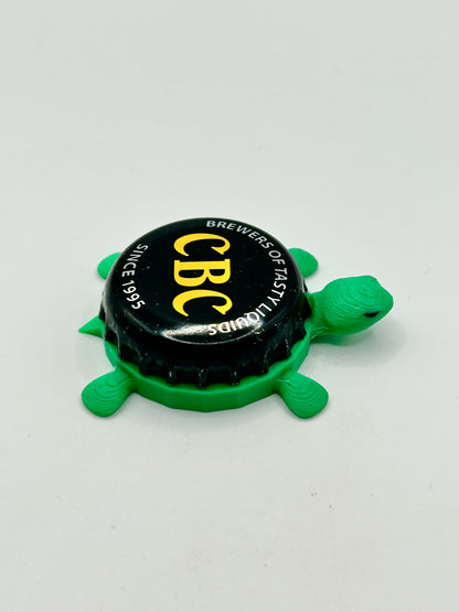 Carolina Brewing Co (Black) - Bottle Cap Magnet Turtle Shell Shocked Art