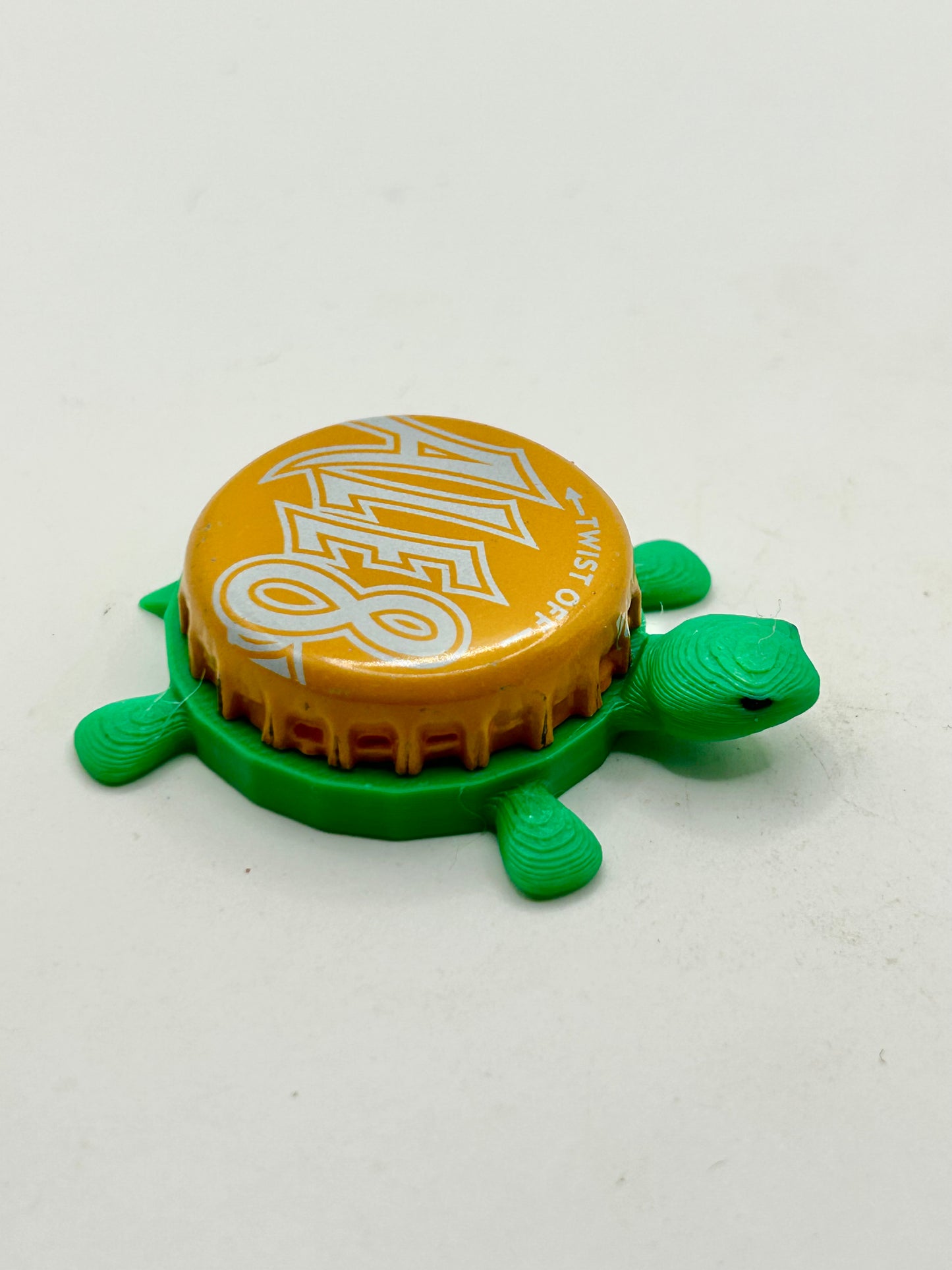 Ale8 (Orange) - Bottle Cap Magnet Turtle Shell Shocked Art