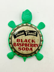 True Fruit Black Raspberry Soda - Bottle Cap Magnet Turtle Shell Shocked Art
