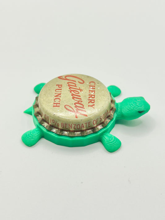 Gateway Cherry Punch Soda (Vintage) - Bottle Cap Magnet Turtle