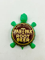 Par-T-Pak Root Beer - Bottle Cap Magnet Turtle Shell Shocked Art