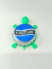 St Pauli Girl Lager (Blue) - Bottle Cap Magnet Turtle Shell Shocked Art