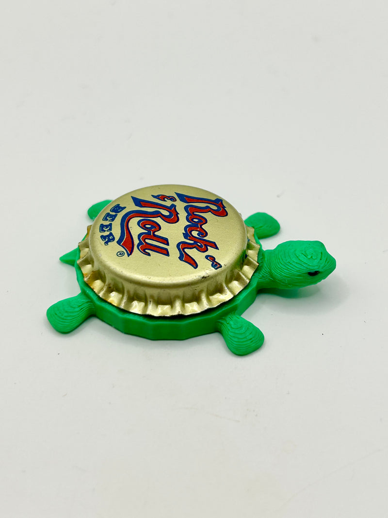Rock & Roll Beer - Bottle Cap Magnet Turtle Shell Shocked Art