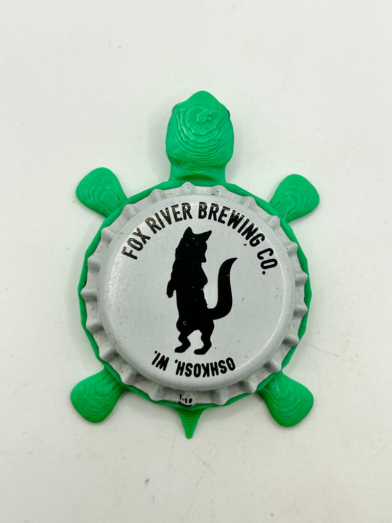 Fox River Brewing - Bottle Cap Magnet Turtle Shell Shocked Art