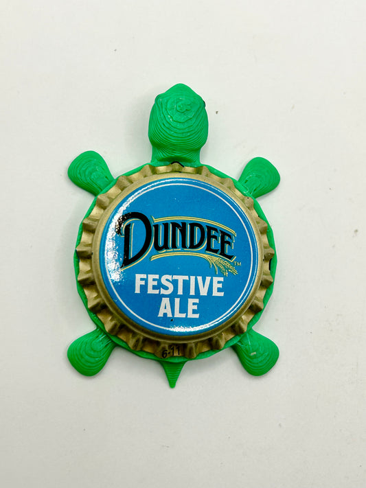 Dundee Festive Ale - Bottle Cap Magnet Turtle Shell Shocked Art