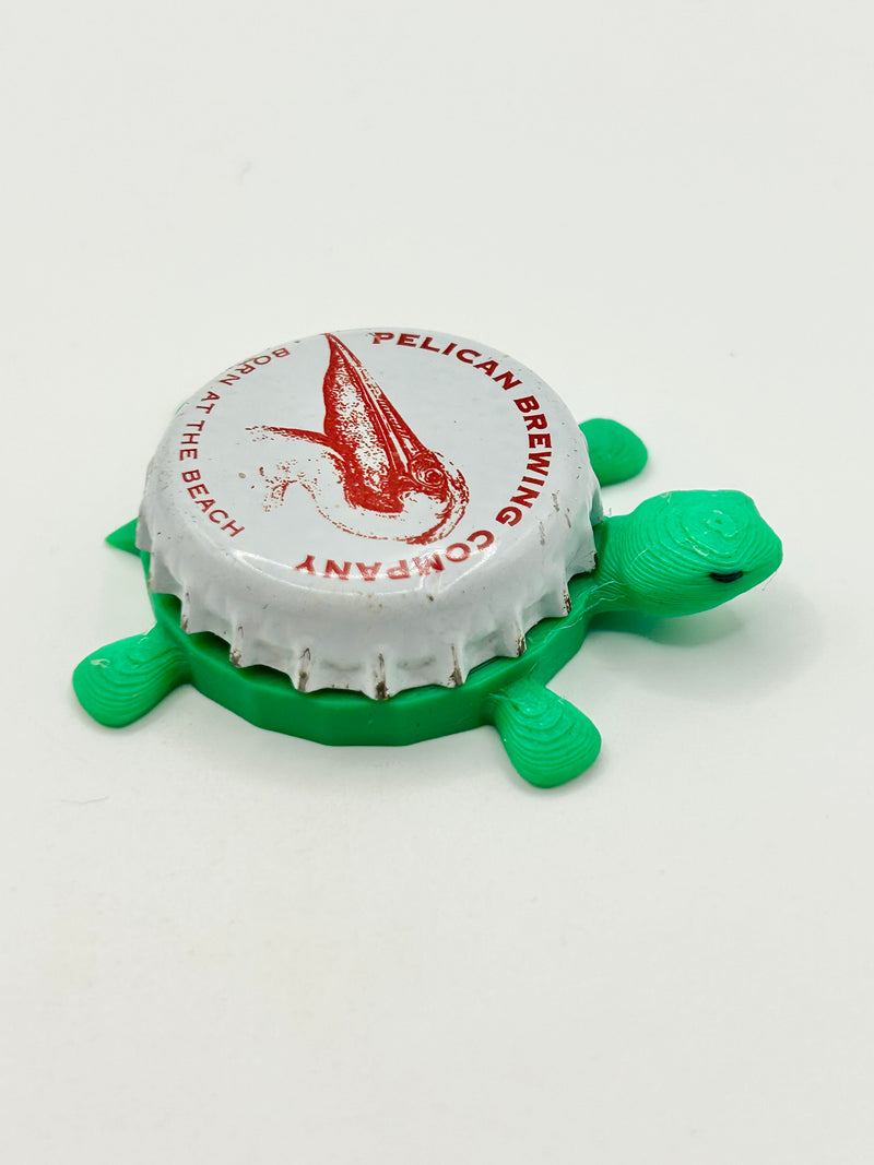 Pelican Brewing (Red) - Bottle Cap Magnet Turtle Shell Shocked Art