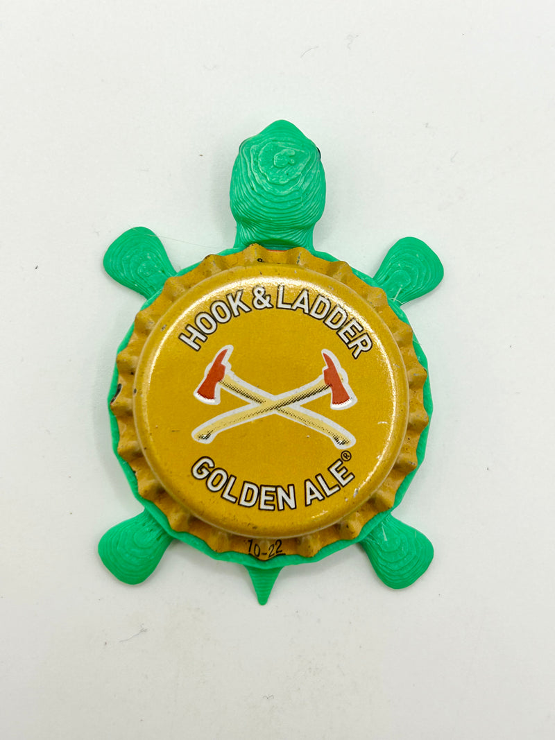 Hook and Ladder Brewing (Golden Ale) - Bottle Cap Magnet Turtle Shell Shocked Art