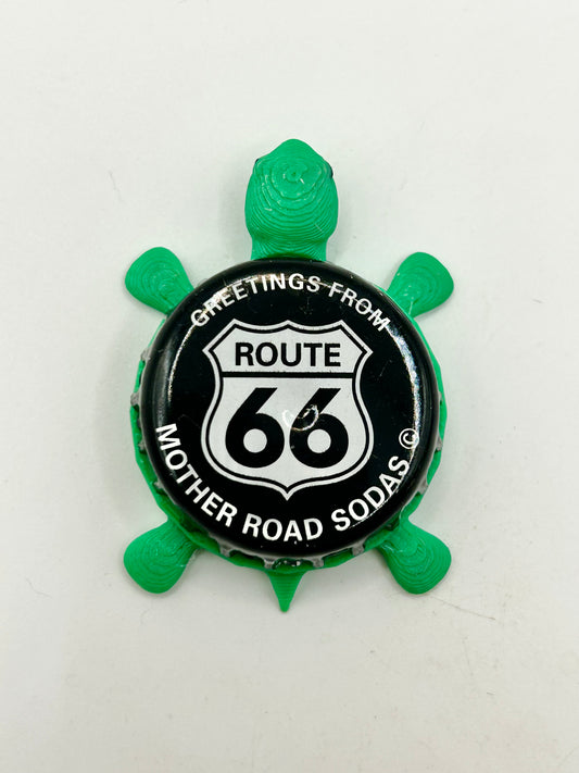 Route 66 Sodas (All Black) - Bottle Cap Magnet Turtle Shell Shocked Art
