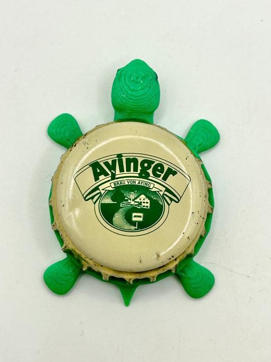 Ayinger Brewing (Vintage) - Bottle Cap Magnet Turtle Shell Shocked Art