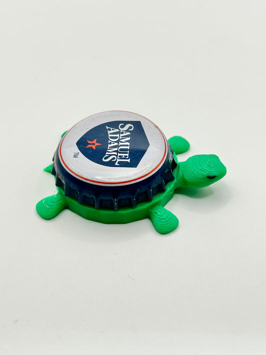 Sam Adams (Blue and White) - Bottle Cap Magnet Turtle