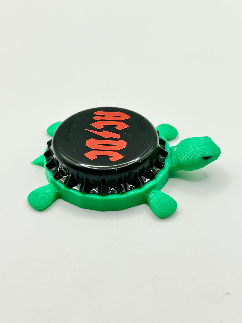 AC DC - Bottle Cap Magnet Turtle Shell Shocked Art