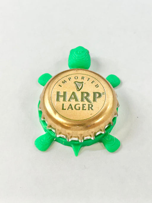 Harp Lager Imported - Bottle Cap Magnet Turtle Shell Shocked Art