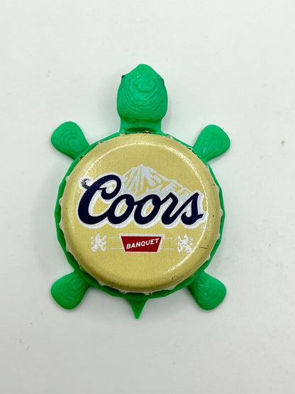 Coors Banquet Beer (Vintage Beige) - Bottle Cap Magnet Turtle Shell Shocked Art