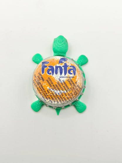 Fanta Orange Soda (Vintage International) - Bottle Cap Magnet Turtle Shell Shocked Art