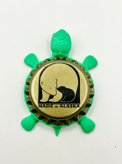 Alaskan Brewing (Gold) - Bottle Cap Magnet Turtle Shell Shocked Art