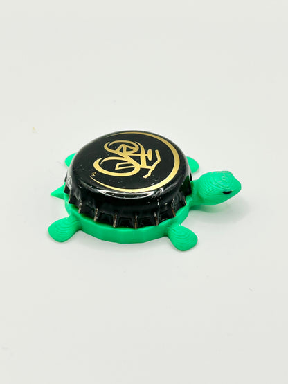 New Belgium Brewing (Black) - Bottle Cap Magnet Turtle Shell Shocked Art