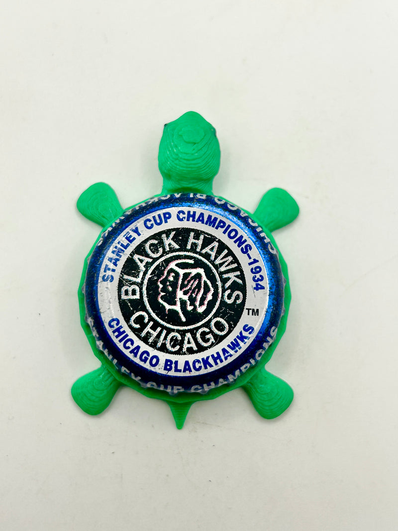 Chicago Blackhawks Stanley Cup Champions (1934) - Bottle Cap Magnet Turtle Shell Shocked Art