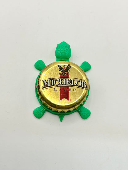 Michelob Lager (Gold) - Bottle Cap Magnet Turtle Shell Shocked Art