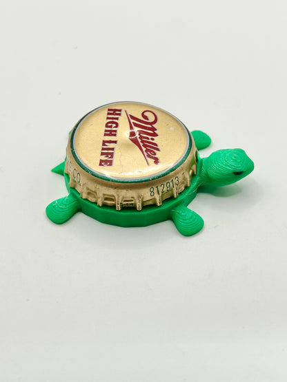 Miller High Life (Vintage) - Bottle Cap Magnet Turtle Shell Shocked Art
